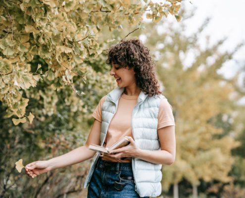 Woman enjoying the outdoors during fall allergy season in Pennsylvania