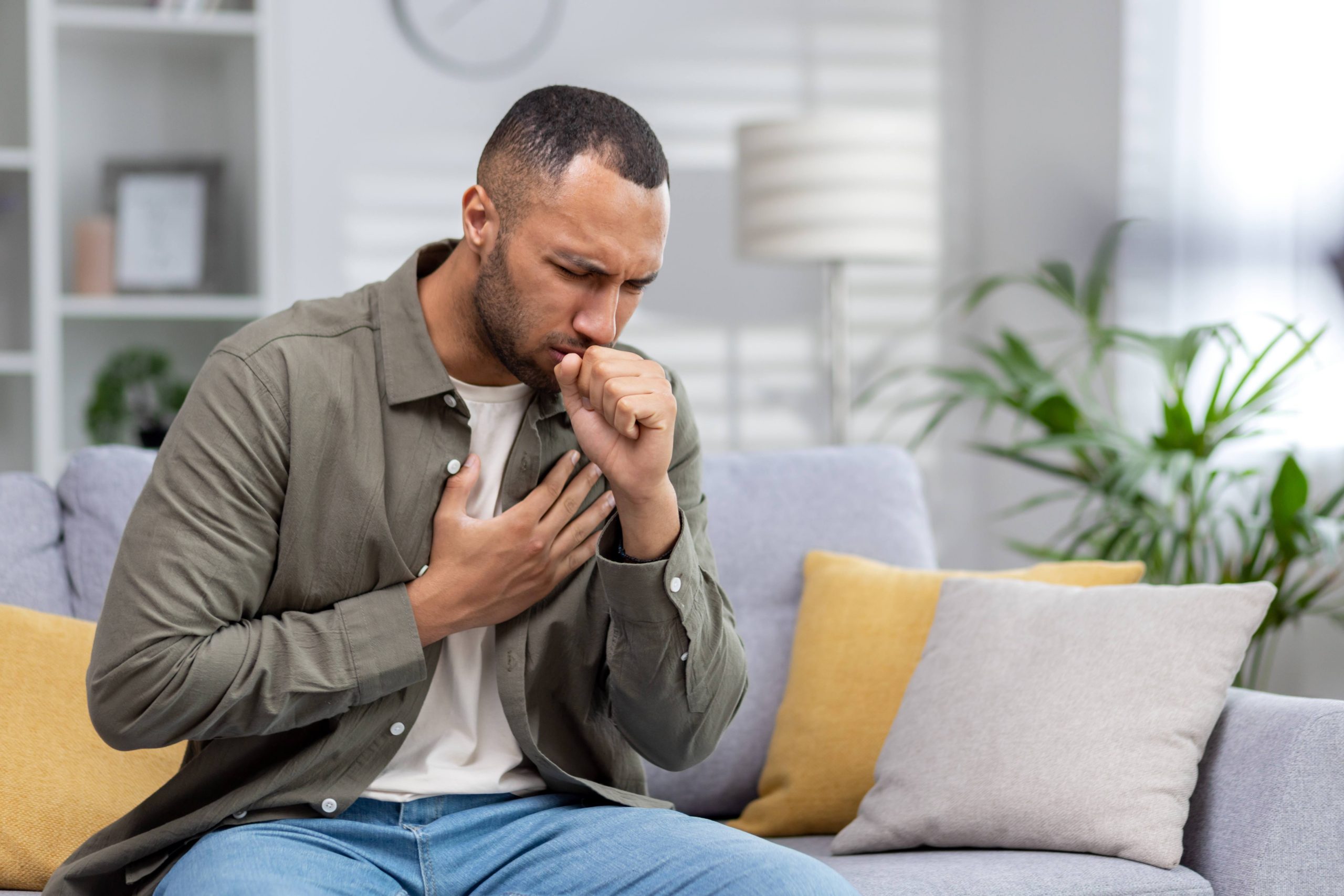 Man in need of chronic cough testing from local board-certified allergy and asthma specialist